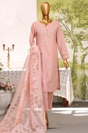 Damask By HZ Stitched 3 Piece Jacquard Lawn Collection'2024-DJL-408-Pink