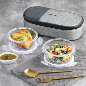 Delighta Borosilicate Glass Lunch Box with Jacket, Round