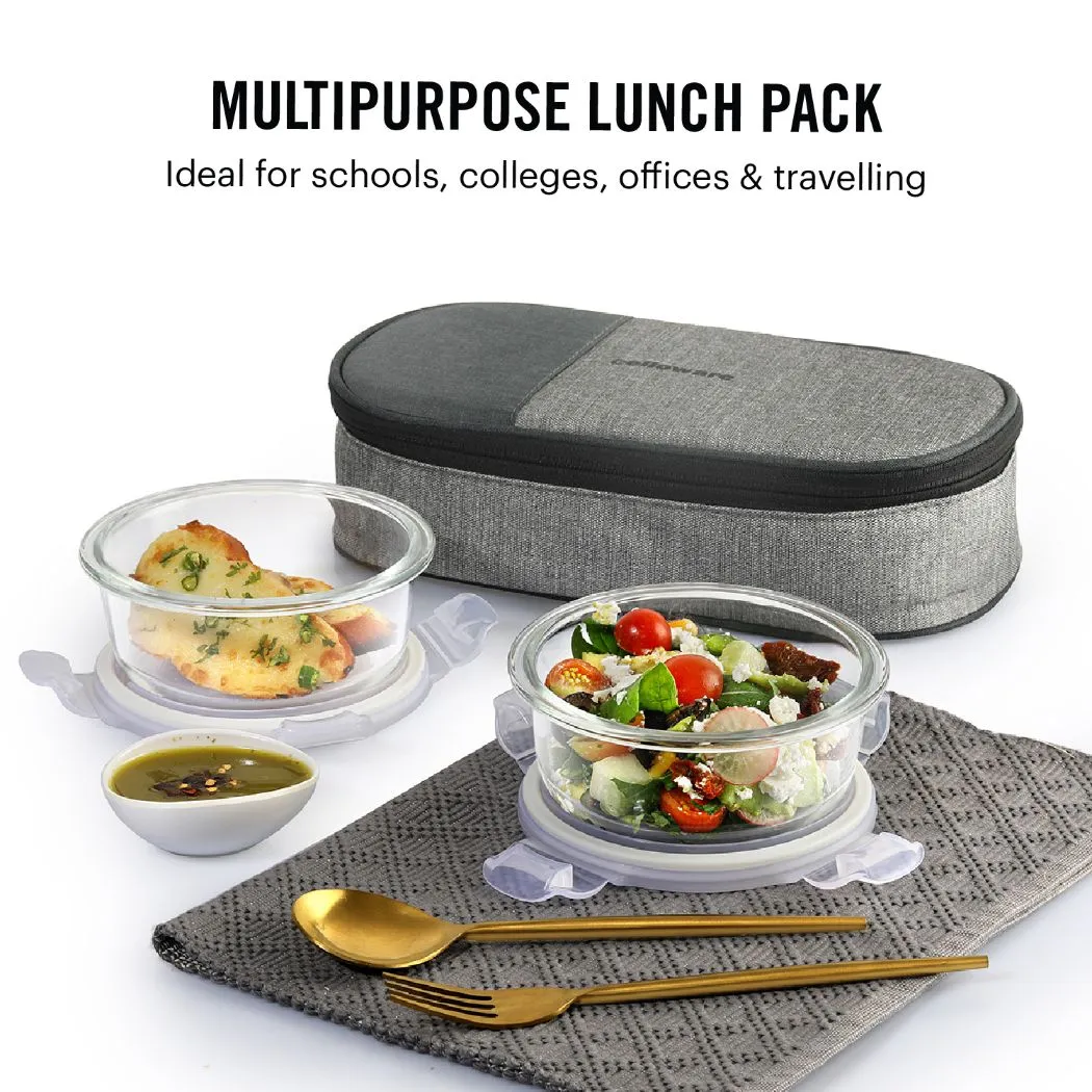 Delighta Borosilicate Glass Lunch Box with Jacket, Round