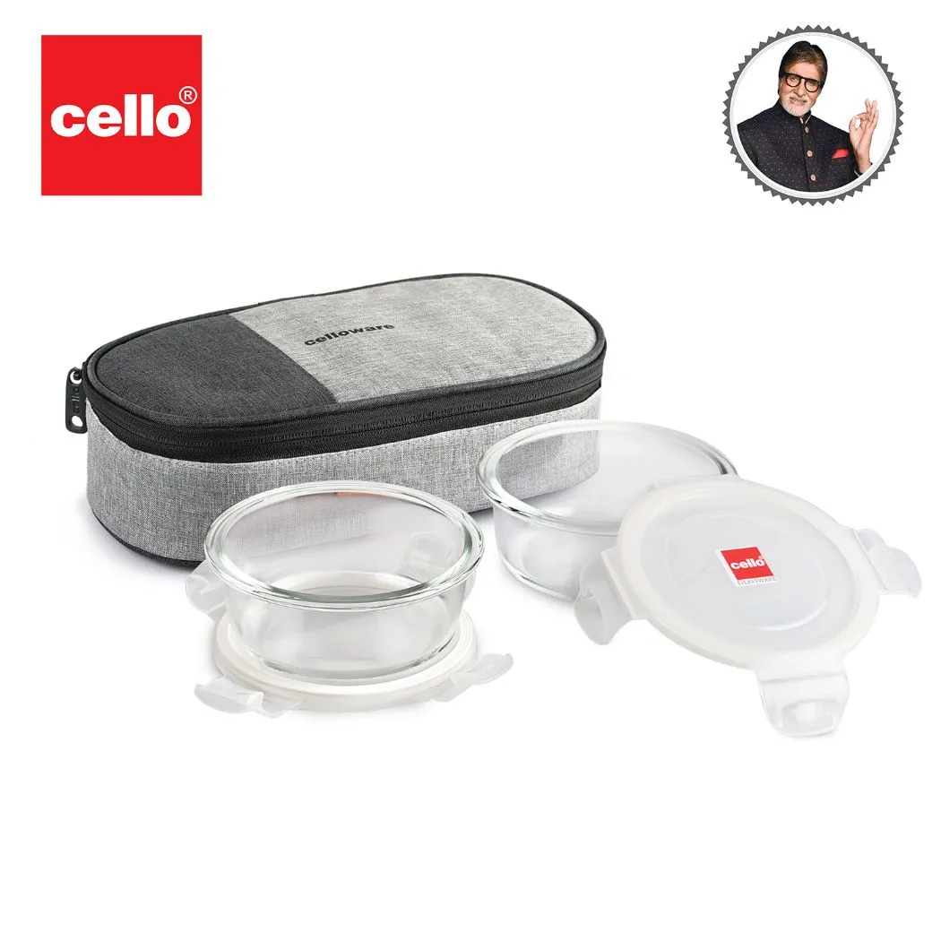 Delighta Borosilicate Glass Lunch Box with Jacket, Round