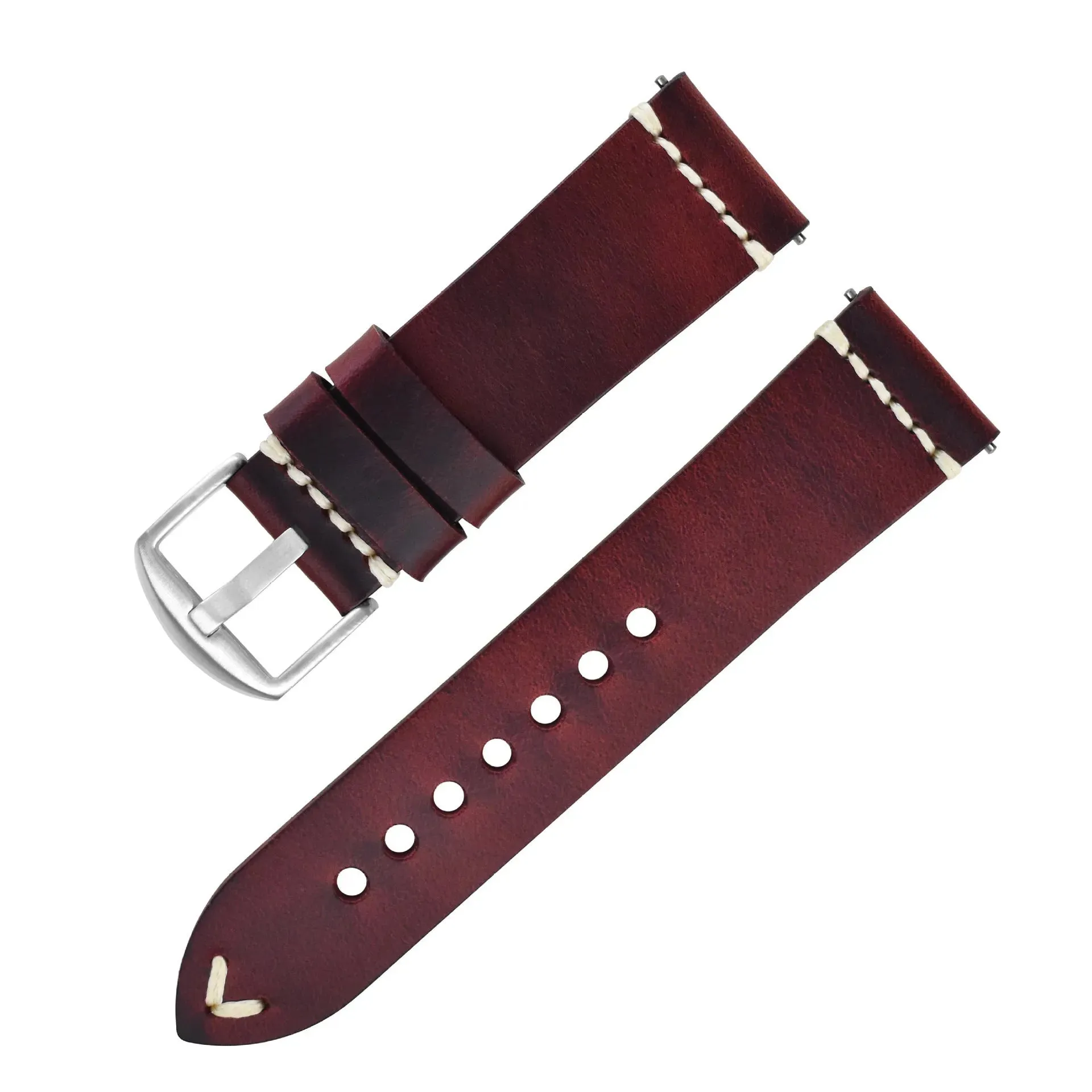 Discoloring Oil Wax Top Layer Cowhide Watch Strap