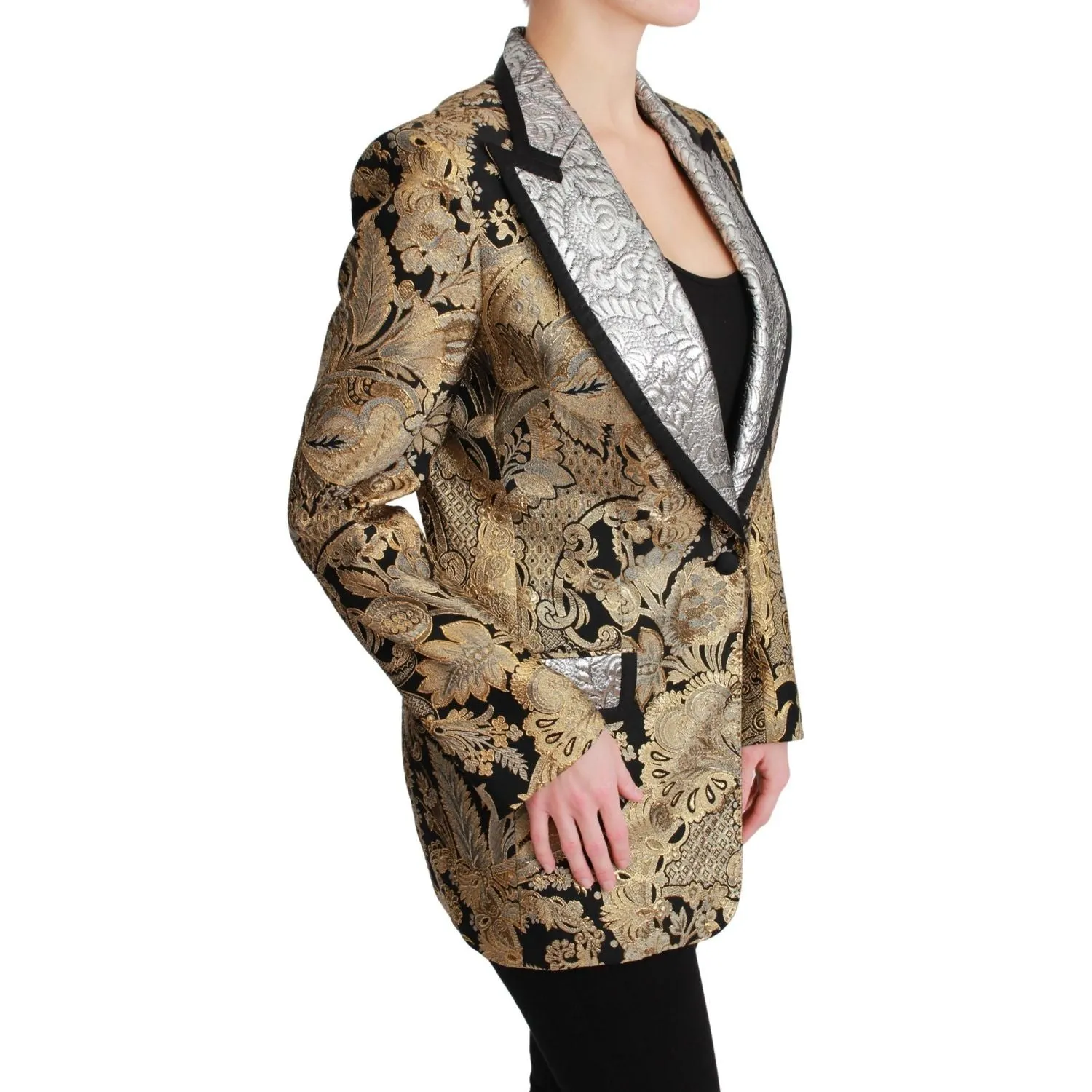 Dolce & Gabbana Elegant Gold Floral Jacquard Blazer