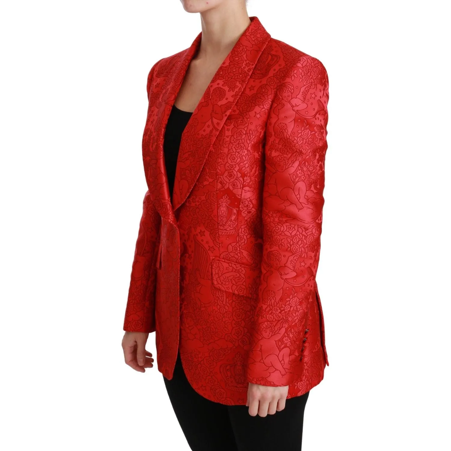 Dolce & Gabbana Red Floral Angel Pattern Blazer