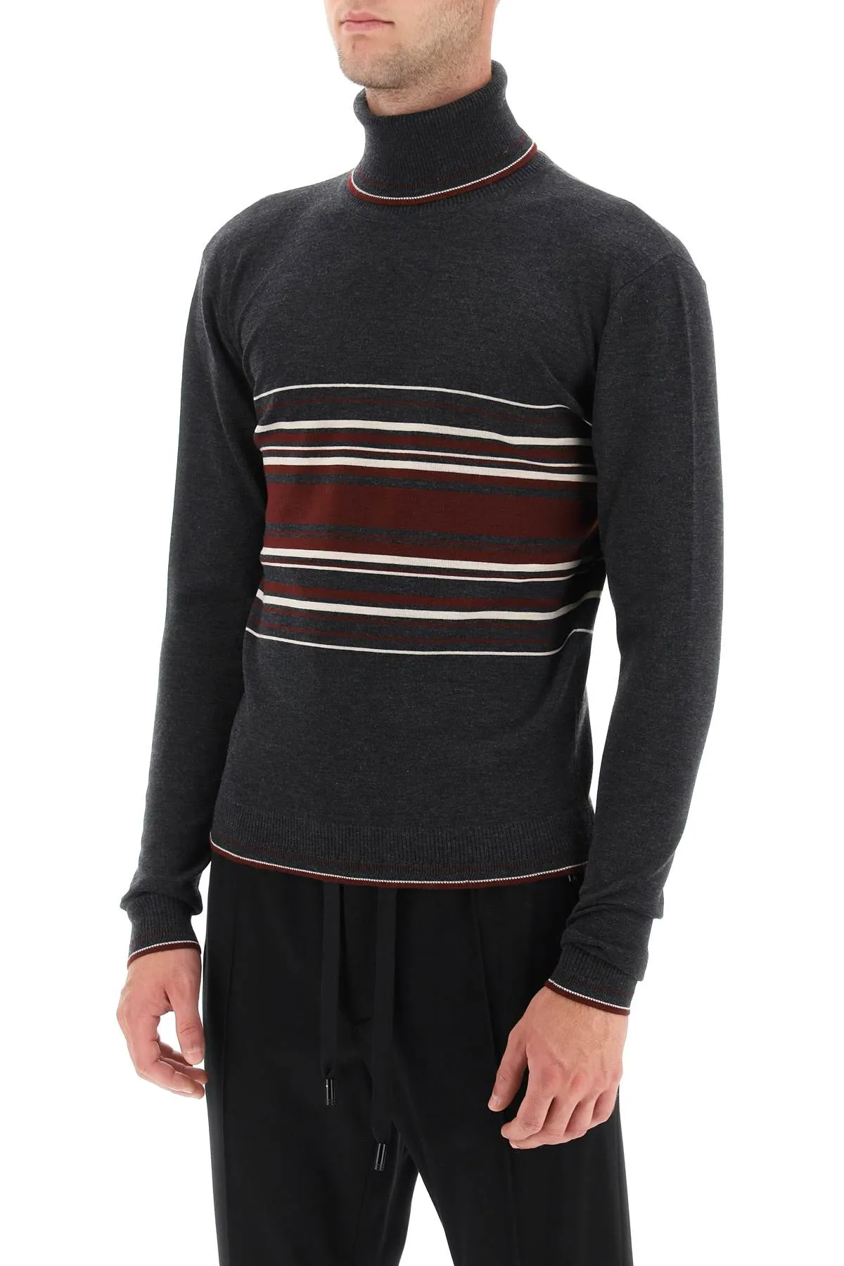 Dolce & Gabbana Striped Wool Turtleneck Sweater