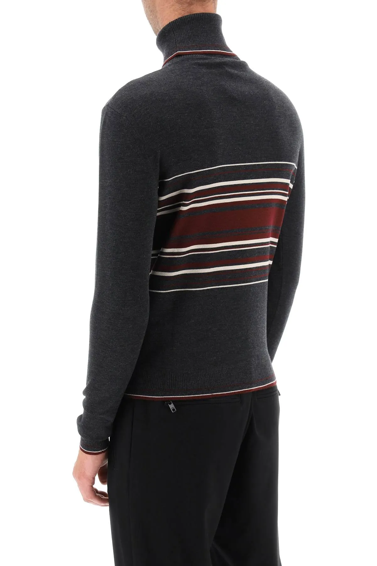 Dolce & Gabbana Striped Wool Turtleneck Sweater