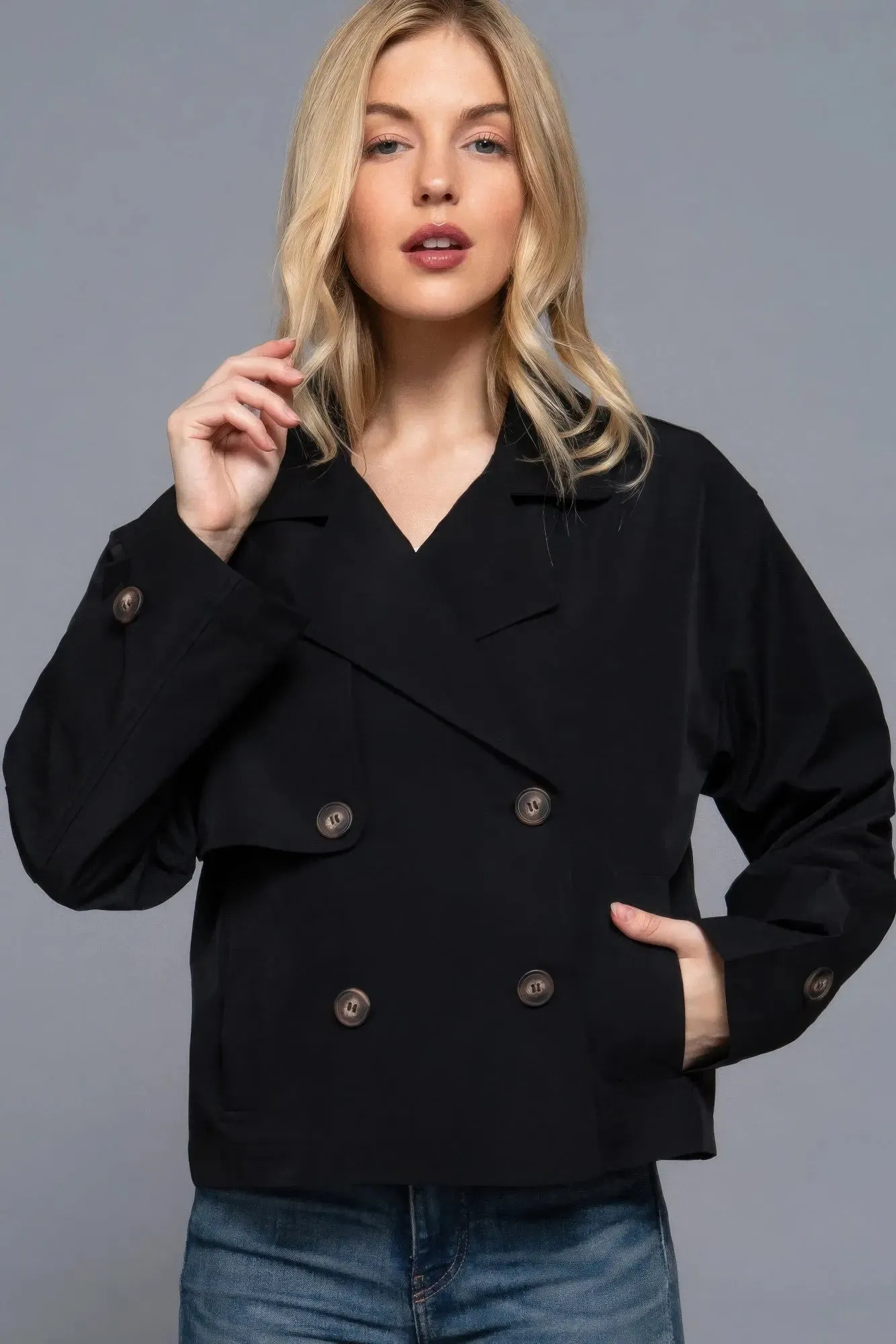 Double Breasted Short Women's Trench Coat