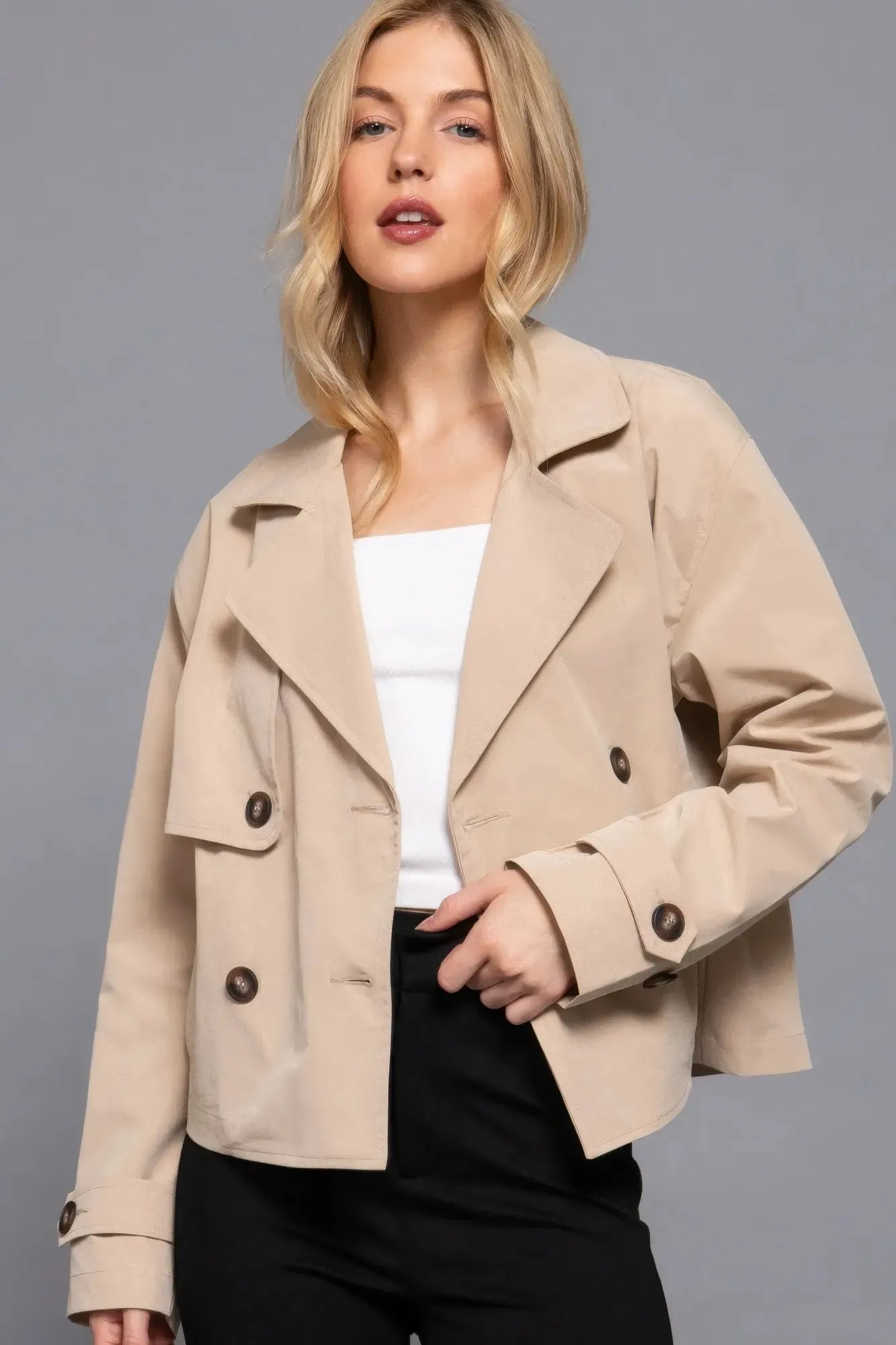 Double Breasted Short Women's Trench Coat