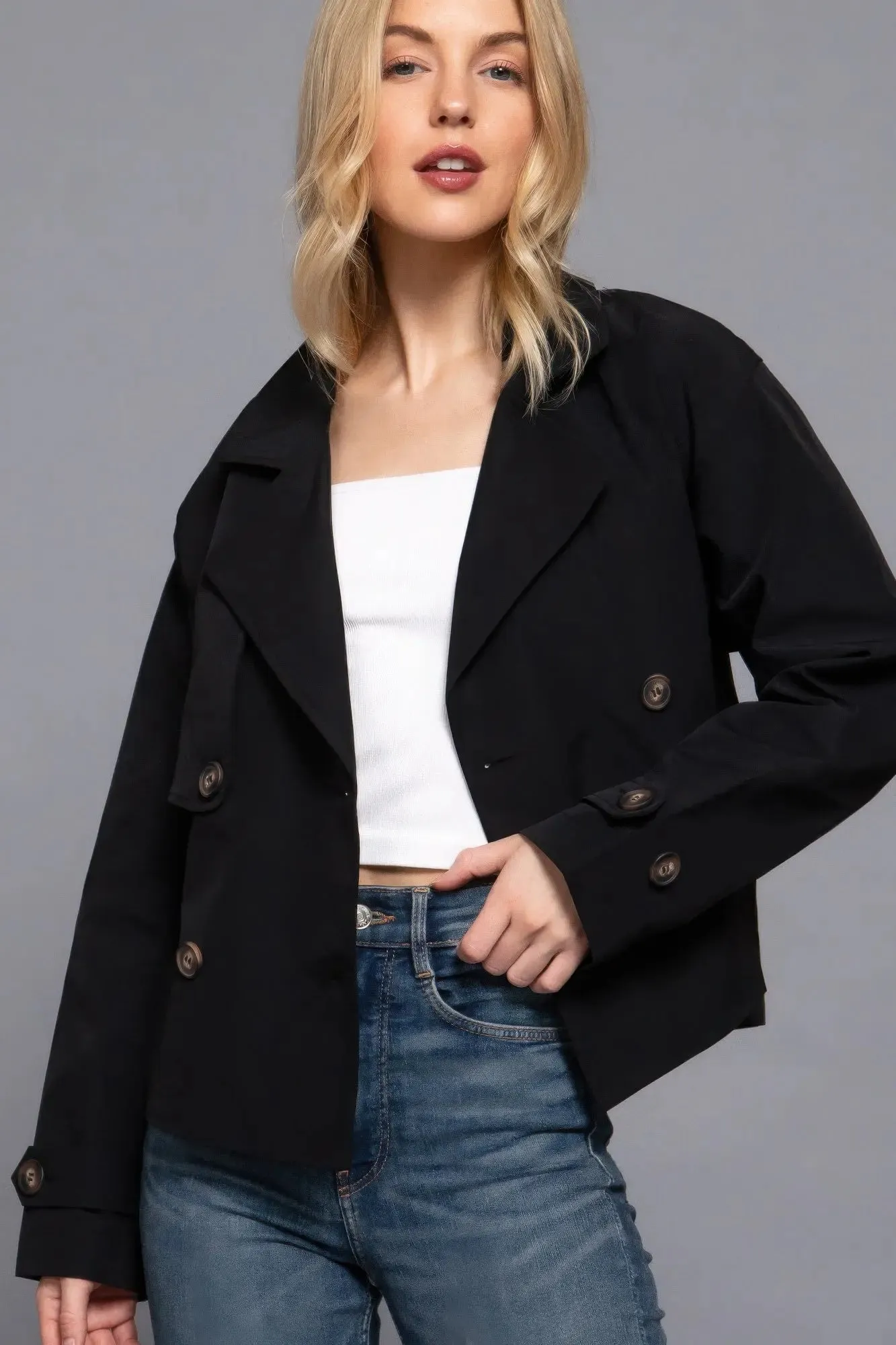 Double Breasted Short Women's Trench Coat