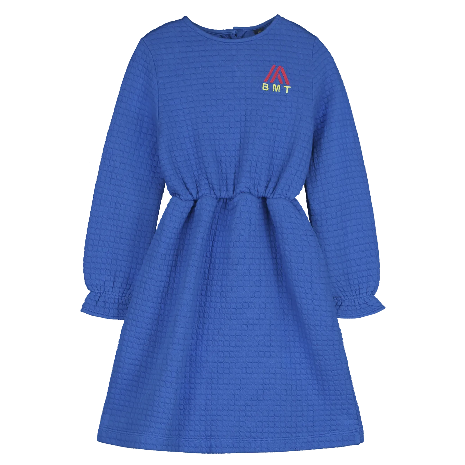 DR08-SHORT QUILTED DRESS EMBRODERY-Fresh blue