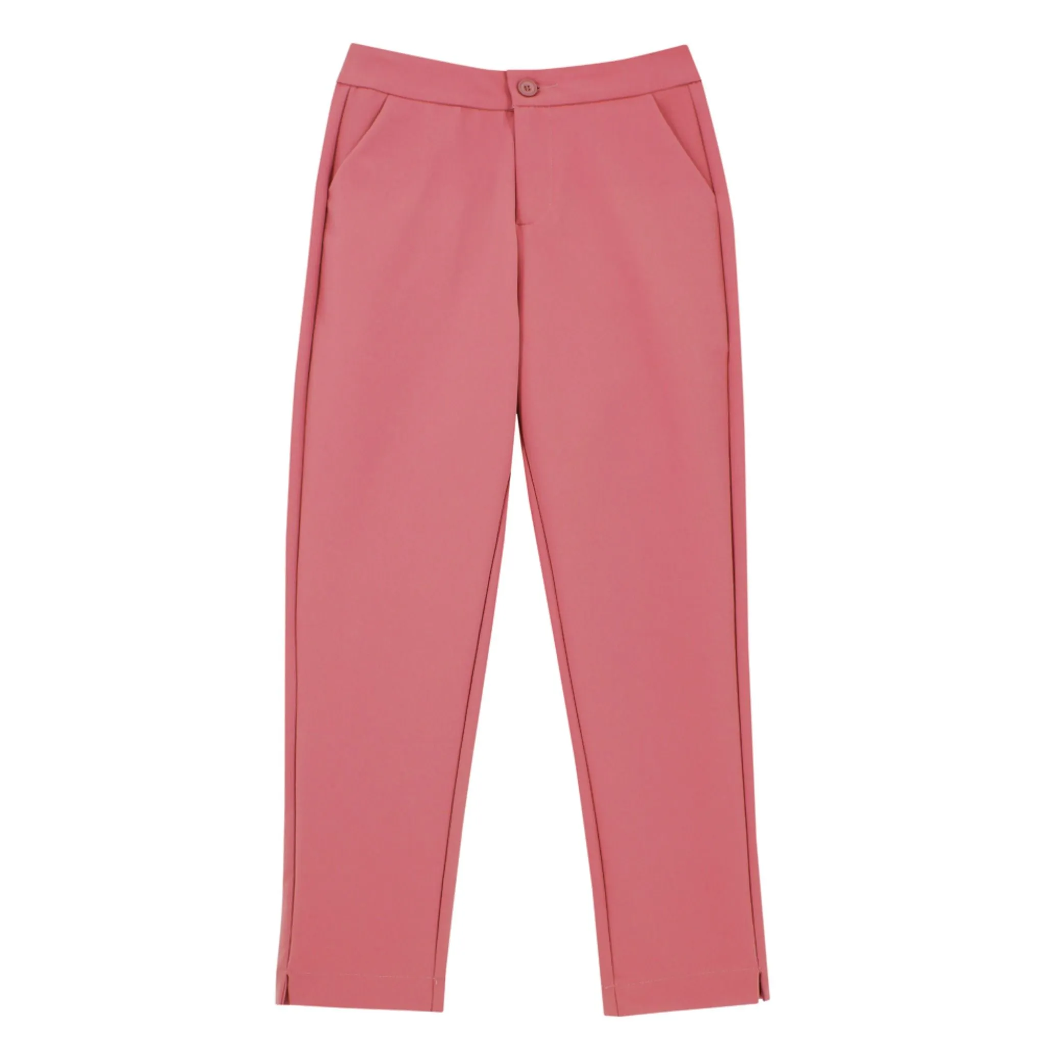 ENRO High-Waisted Capri Pants With Side Pockets - Pink