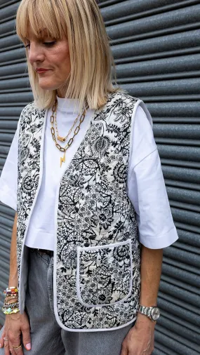 Felicity Floral Print Cotton Quilted Gilet by Raf and Grace