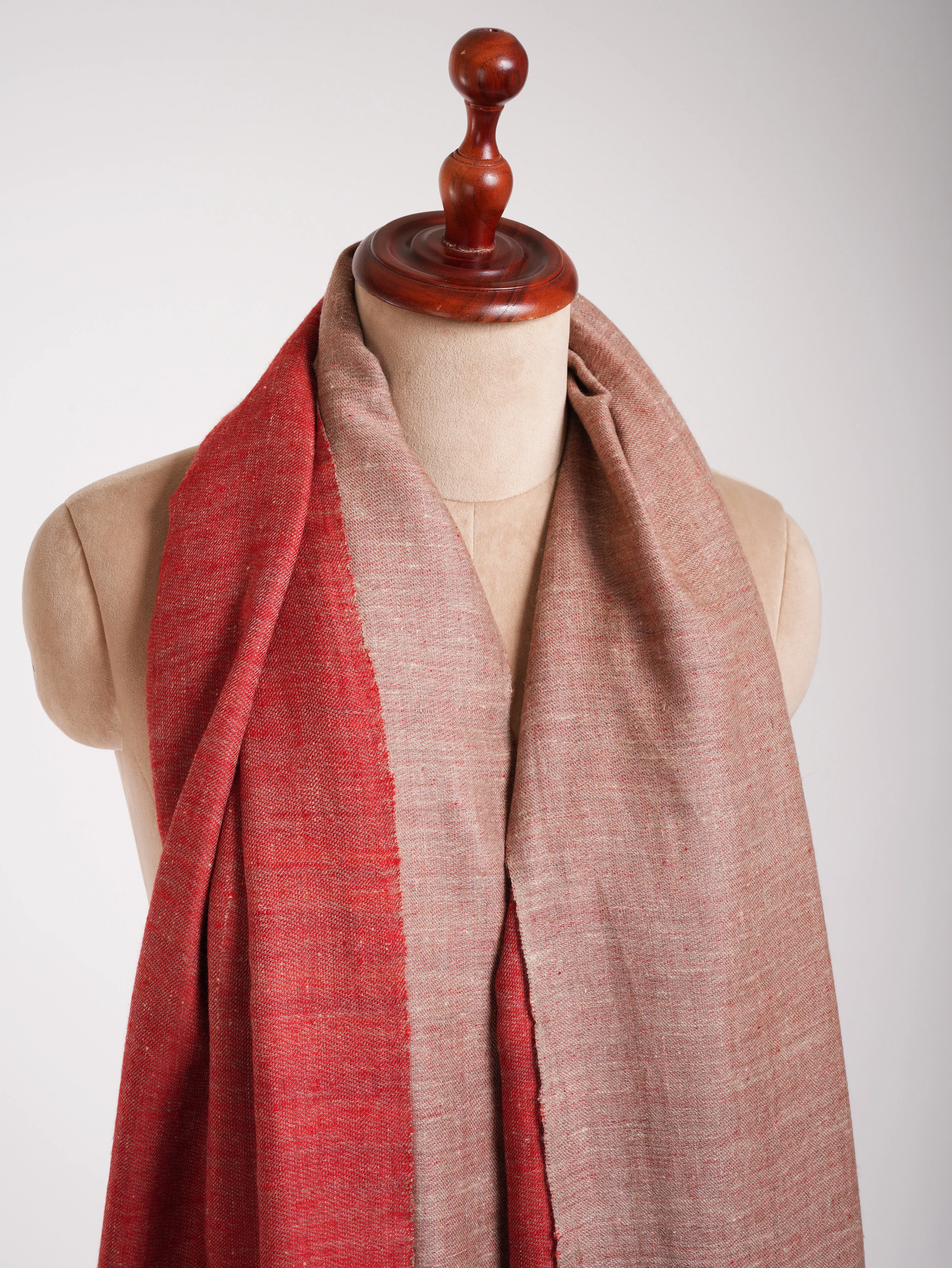 Fiery Red and Beige Dual Shade Pretty Pashmina Shawl