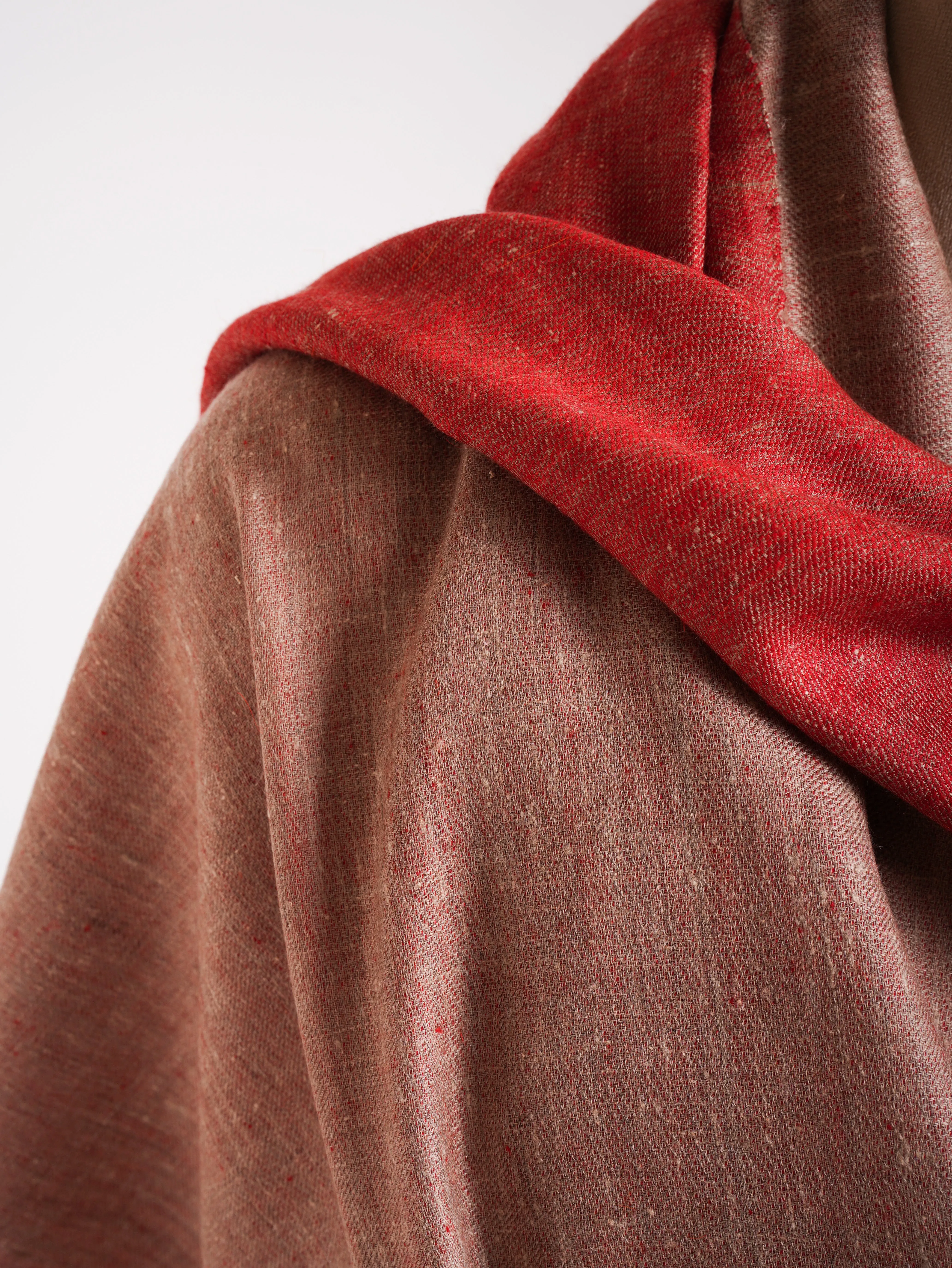 Fiery Red and Beige Dual Shade Pretty Pashmina Shawl