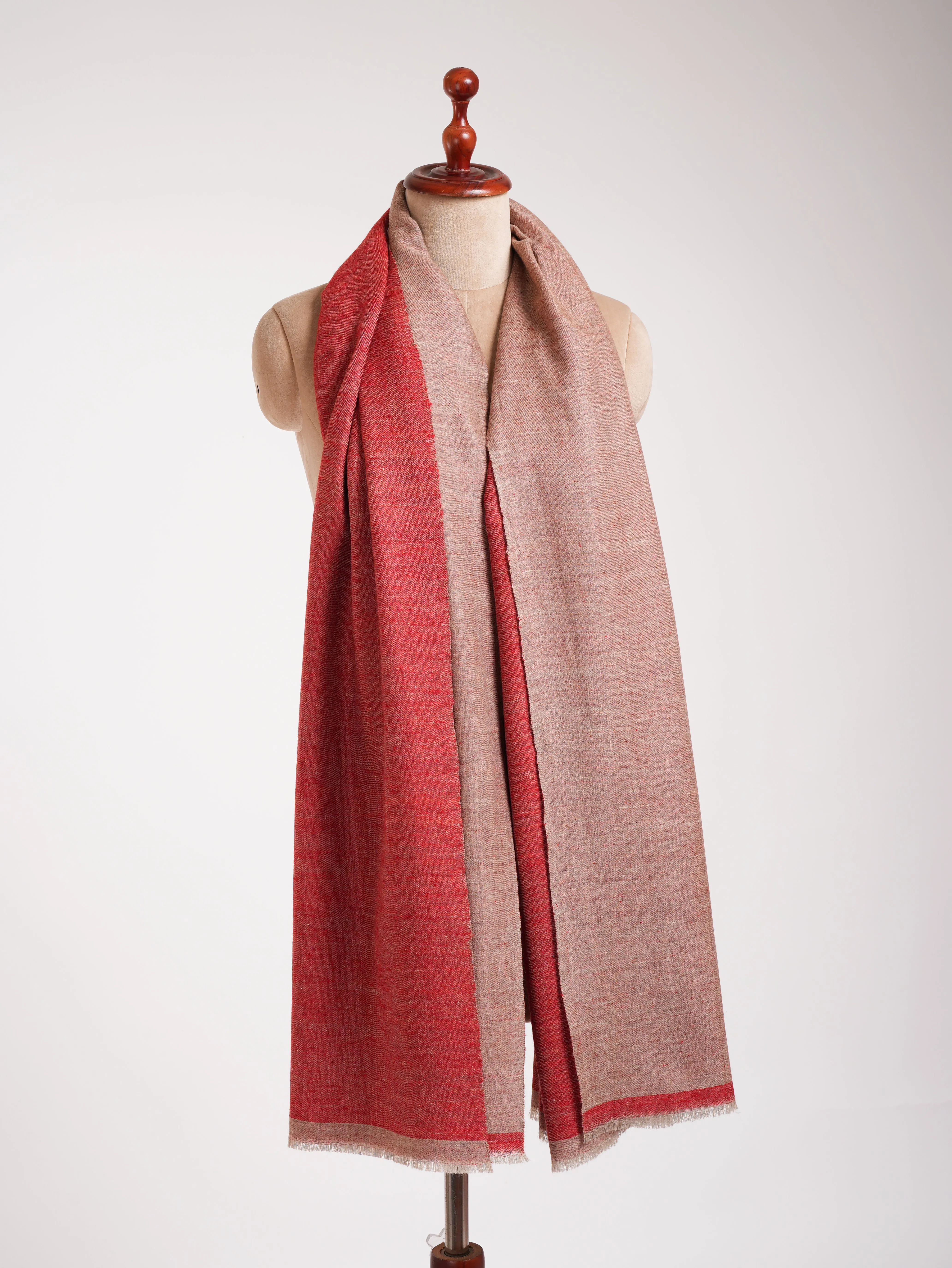 Fiery Red and Beige Dual Shade Pretty Pashmina Shawl