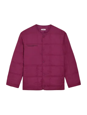 FLWRDWN™ Quilted Collarless Jacket—plum purple