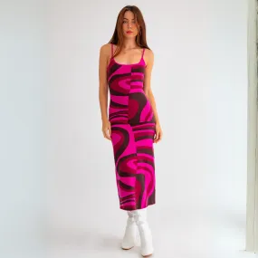 funky in fuschia midi sweater dress