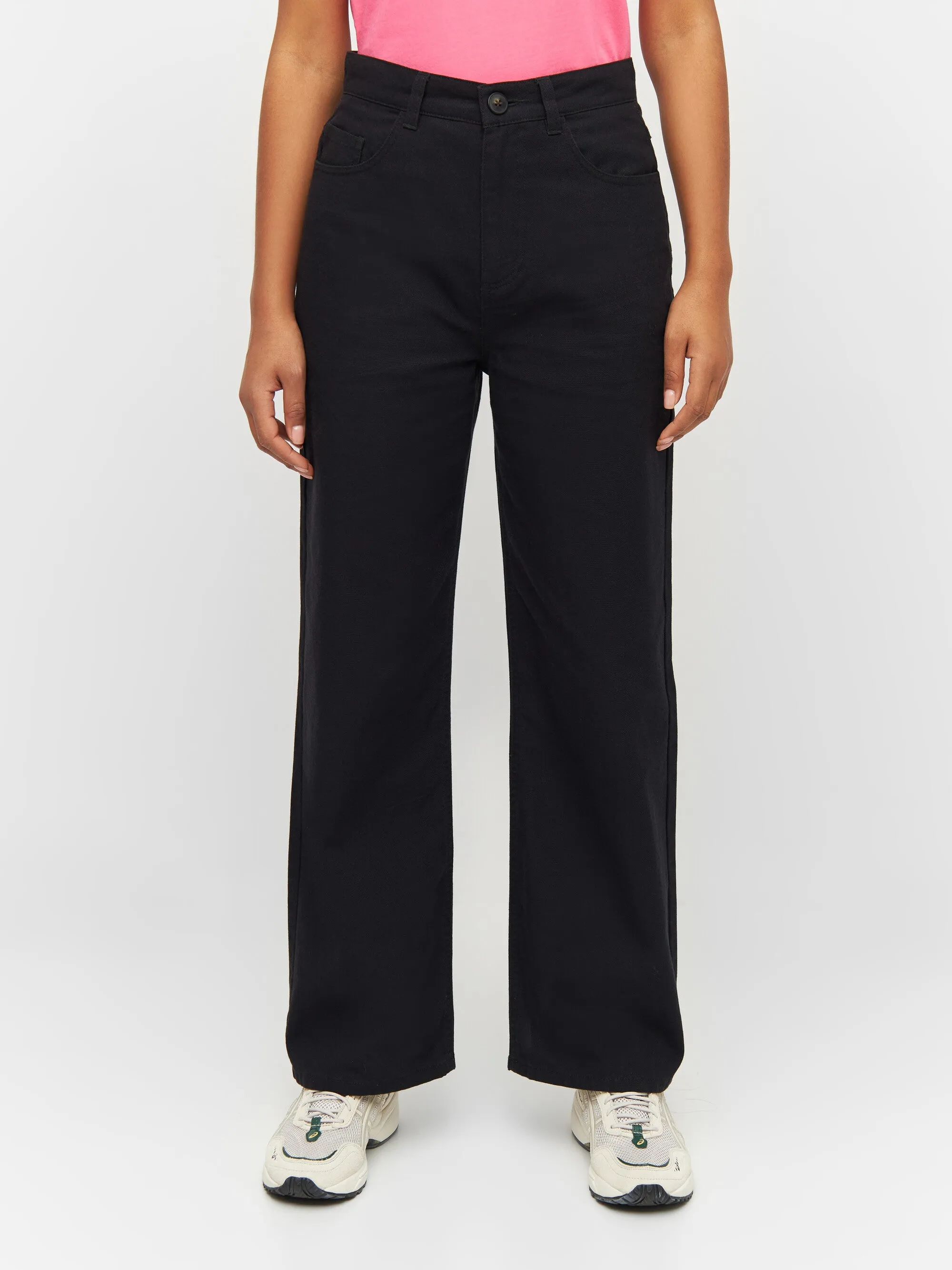 GALE straight mid-rise canvas 5-pocket pants - Black Jet