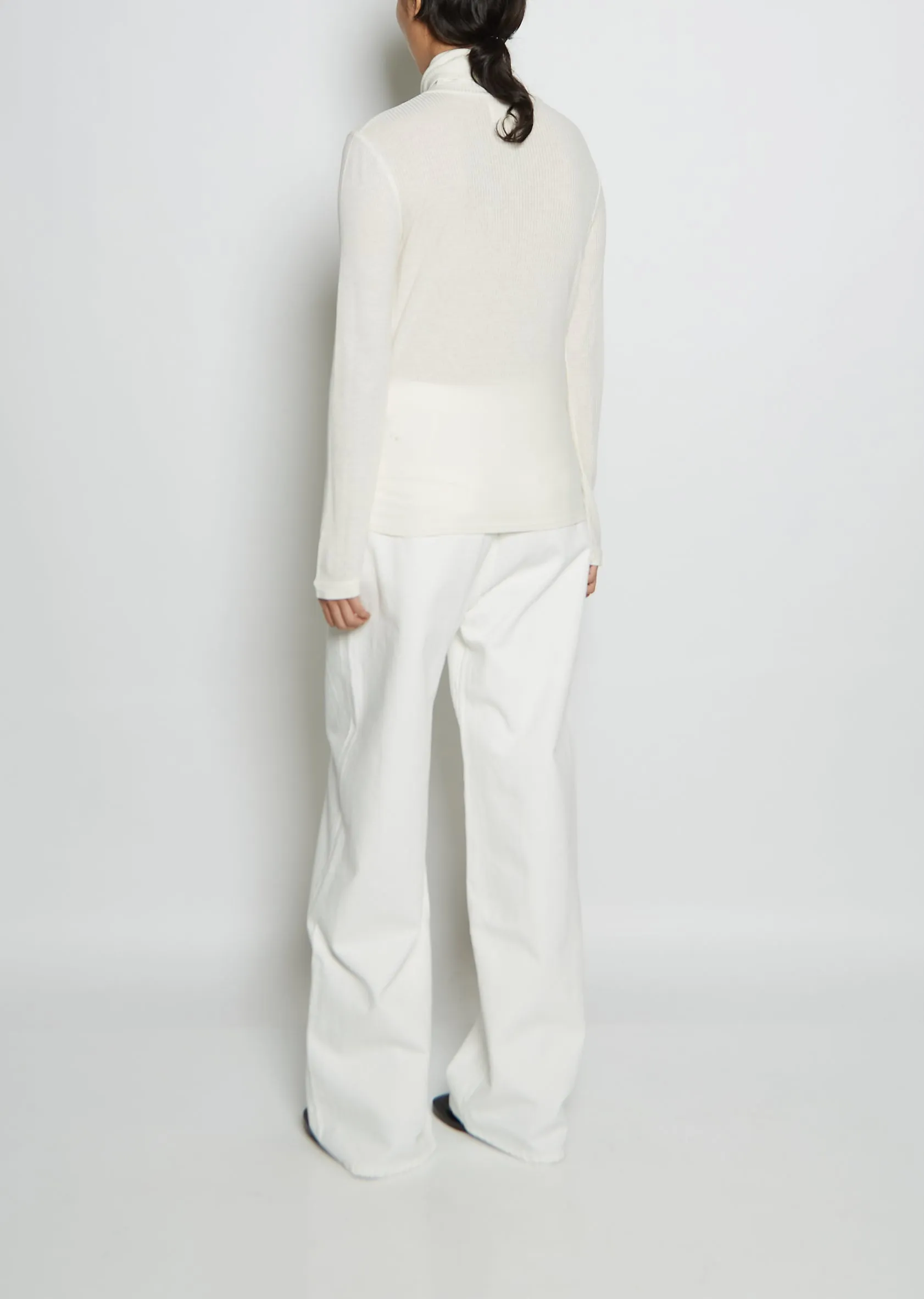 Gallinaran Viscose Wool Turtleneck Tee— Ivory