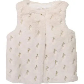 Girls Ivory Fur Gilet