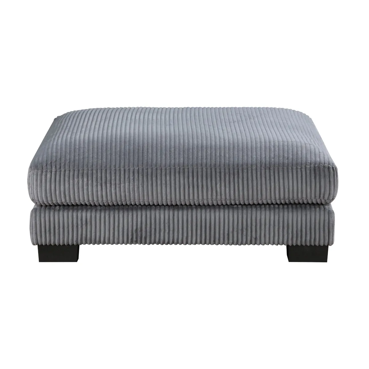 Gray Corduroy Ottoman with Plywood Frame & Foam Padding