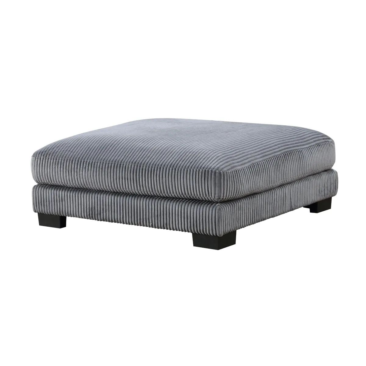 Gray Corduroy Ottoman with Plywood Frame & Foam Padding