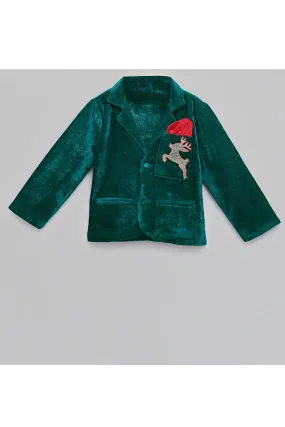 Green Embroidered Velvet Blazer