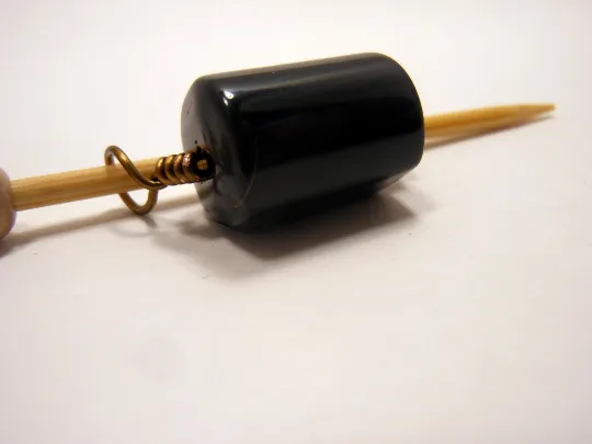 Handmade Natural Stone Shawl Pin ~ Wire Wrapped Stone ~ Black Barrel Agate with Antique Bronze Wire