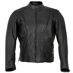 Hot Leathers JKM5002 USA Made Men's Black Vented Premium Leather Motorcycle Jacket with Side Lace