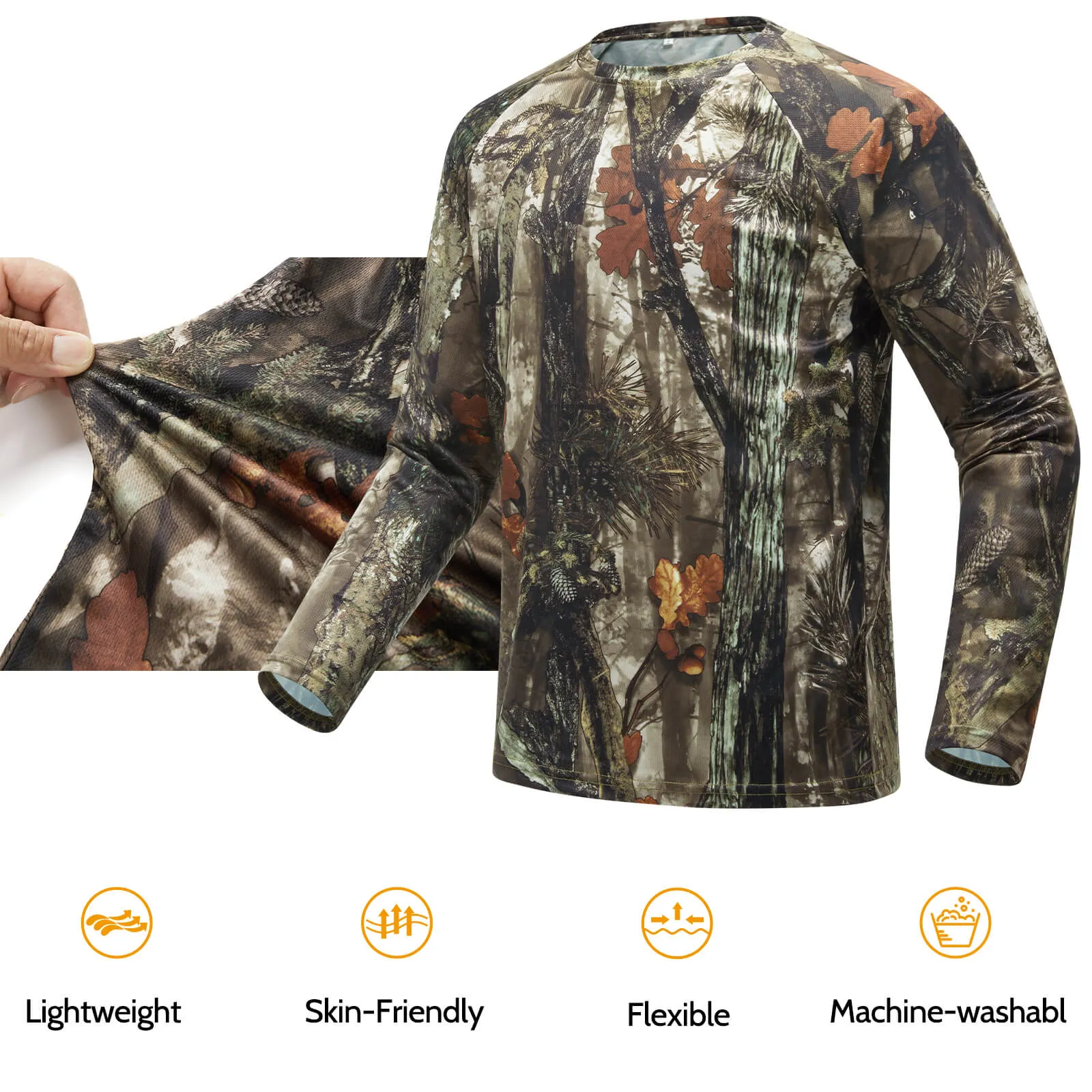 Hunting Camo Shirt for Men, Lightweight Long Sleeve Shirt