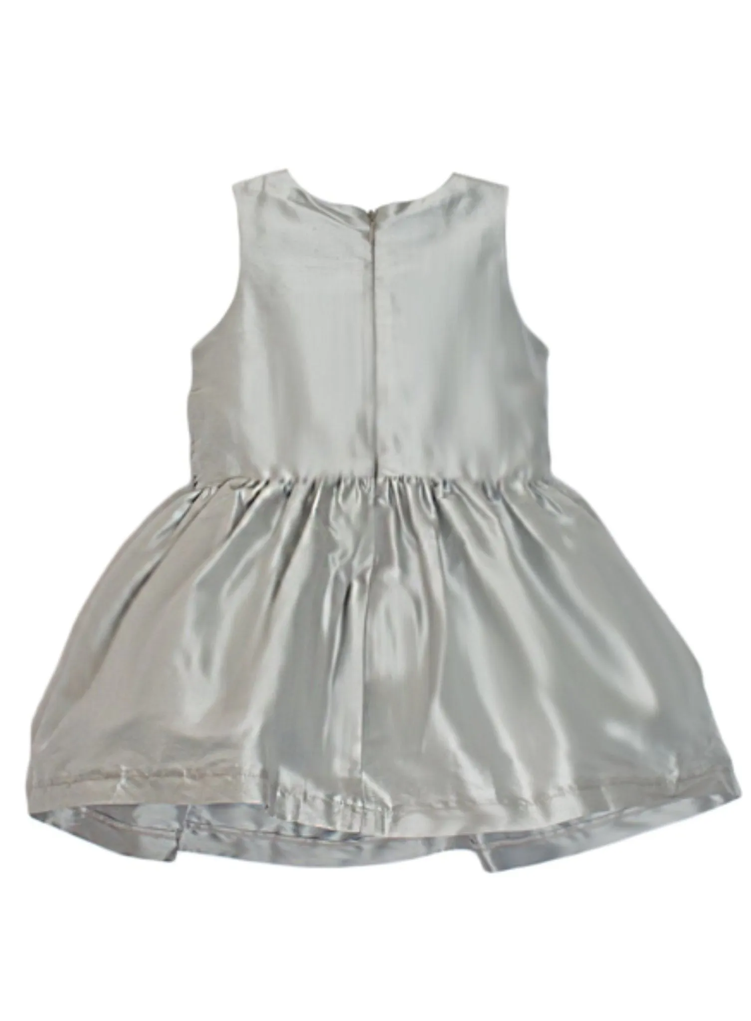 Isobella and Chloe Silver Bow Silk Dress - Infant to Youth size