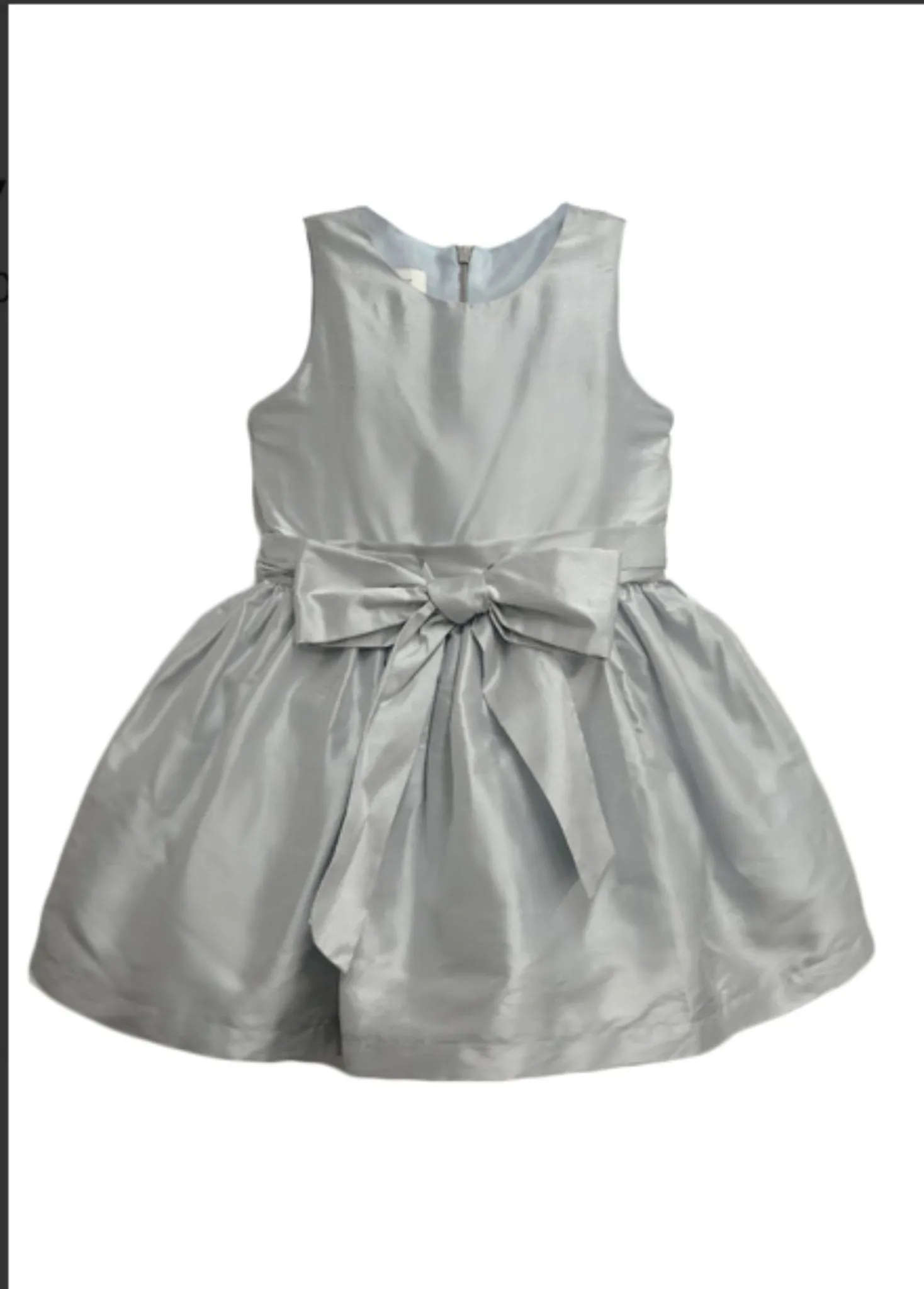 Isobella and Chloe Silver Bow Silk Dress - Infant to Youth size