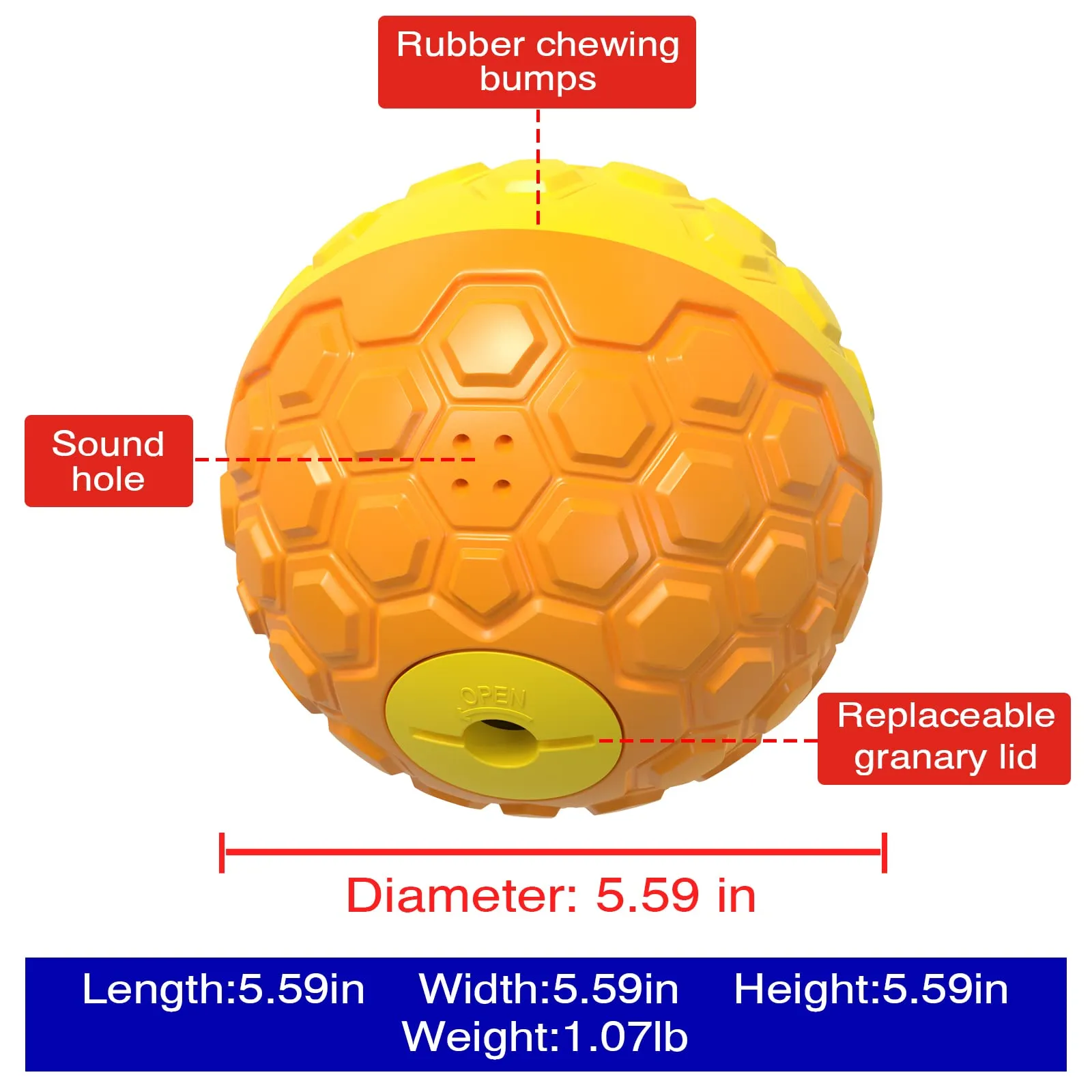 KADTC Dog Puzzles Balls-Adjustable Food Dispensing Treat Dispenser Feeding Puzzle Feeder Toy Wobble Wag Talking Giggle Squeaky Puppy Chew Rubber Ball for Small/Medium/Large Aggressive Chewers Dogs