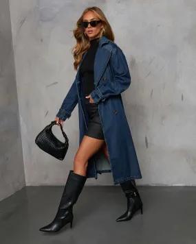 Kaline Double Breasted Denim Trench Coat