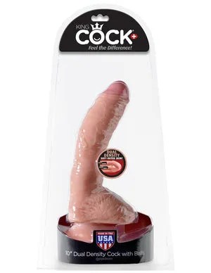 King Cock Dual Density 10 Cock WBalls Flesh "