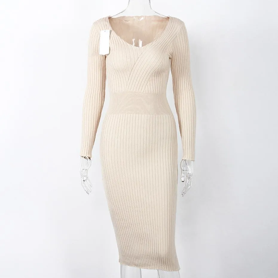 Knitted Pencil Slim Sweater Dress