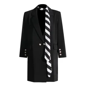 Korean Fashion Blazer For Women Notched Collar Long Sleeve Solid Minimalsit Blazers With Striped Belt Female Autumn