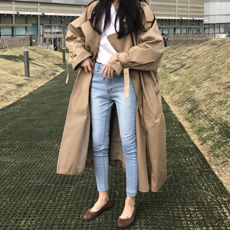 [Korean Style] Ariel Double Breasted Long Trench Coat