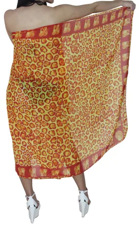 LA LEELA Women Plus Size Sarong Swimsuit Cover Up Beach Wrap 72"x42" Orange_L680