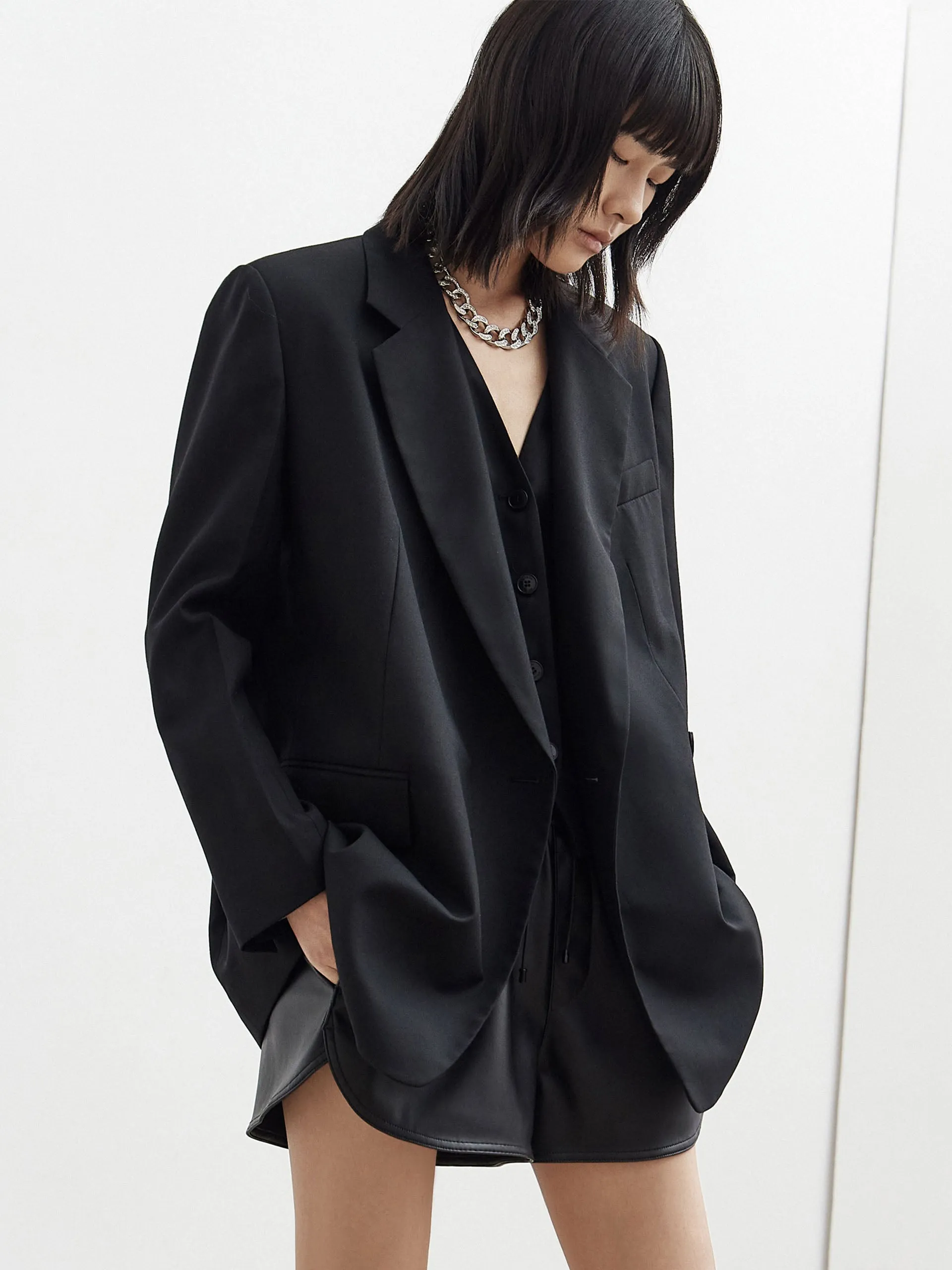 Lapel Straight Cut Blazer