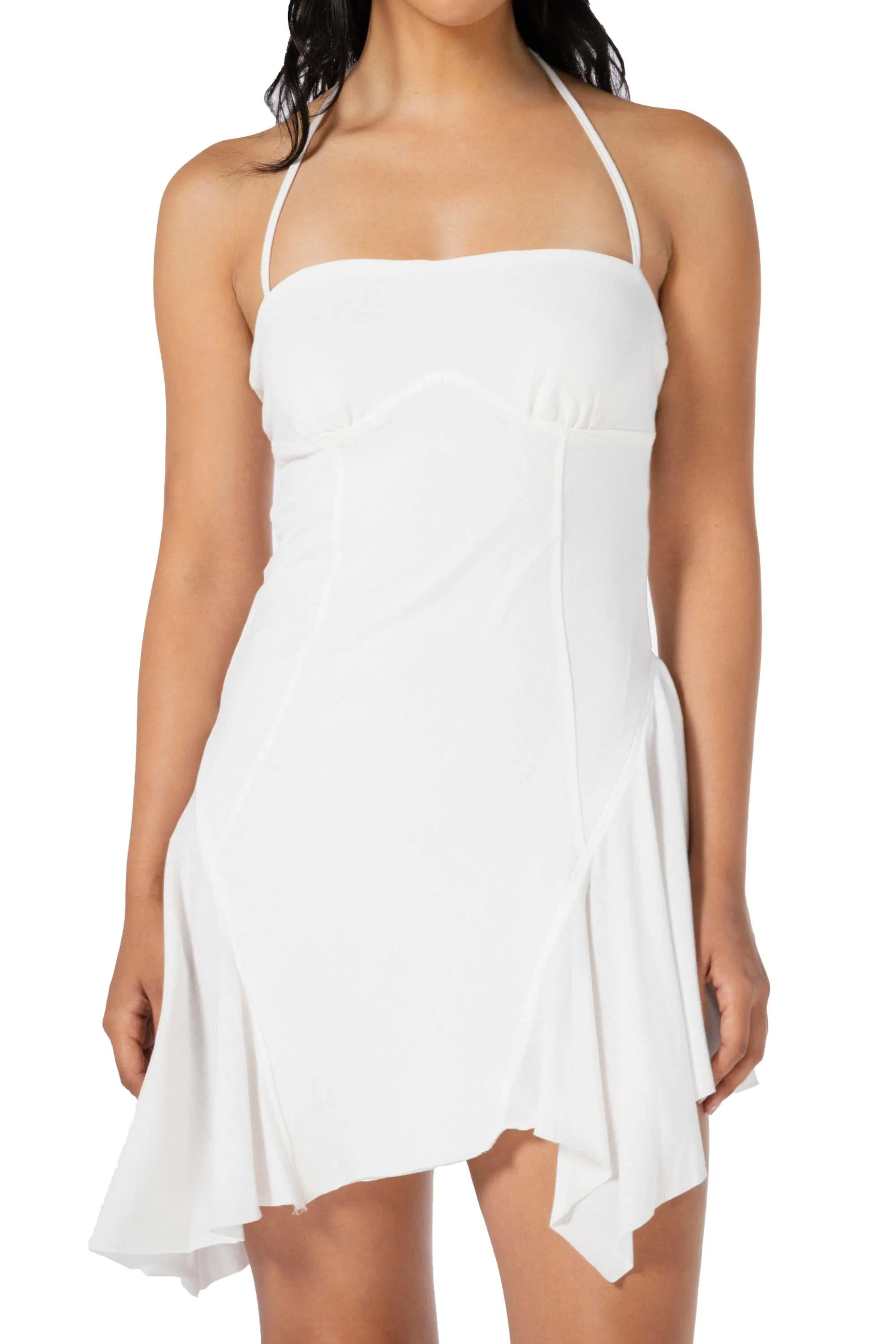 Leah Halter Neck Dress in White