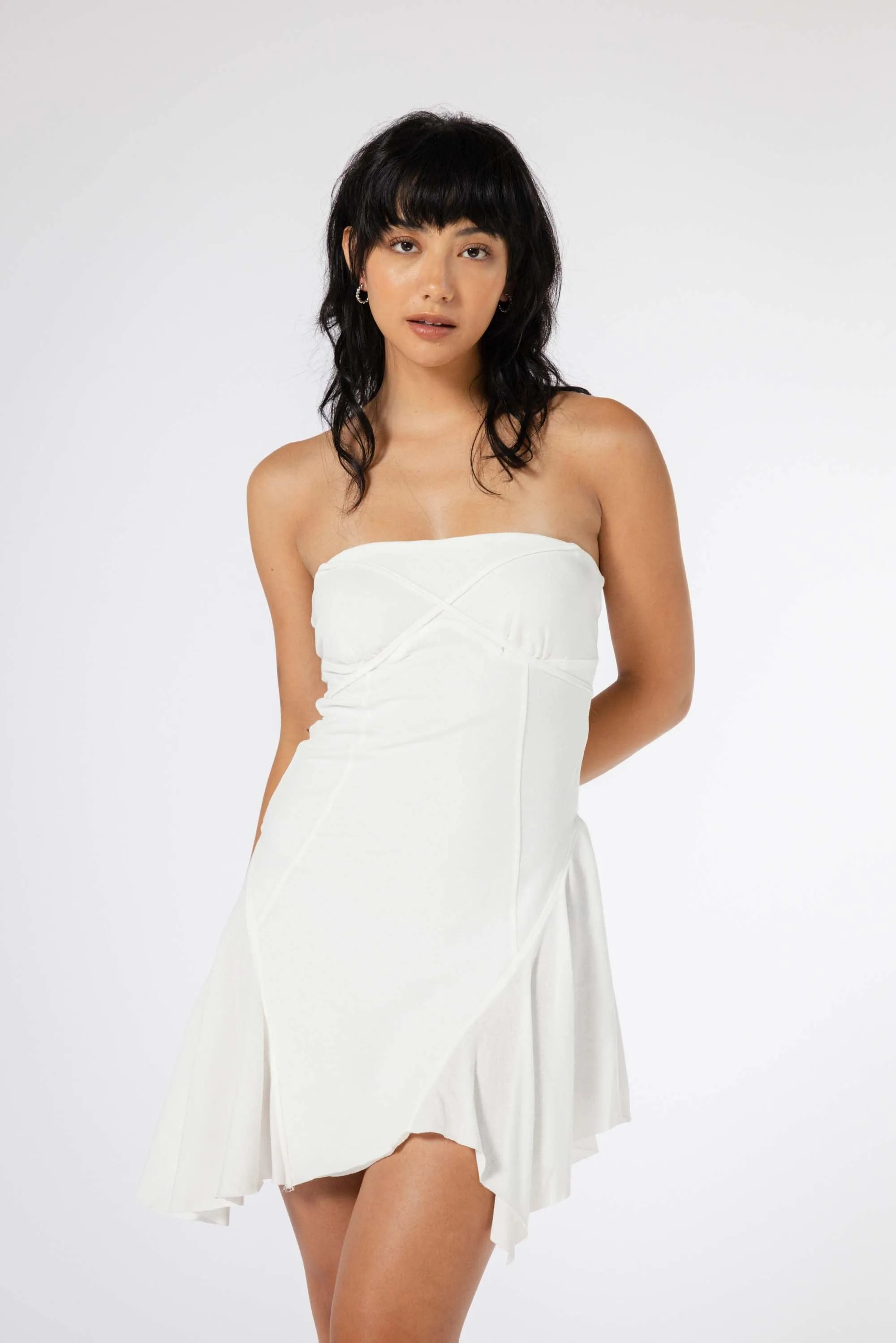 Leah Halter Neck Dress in White