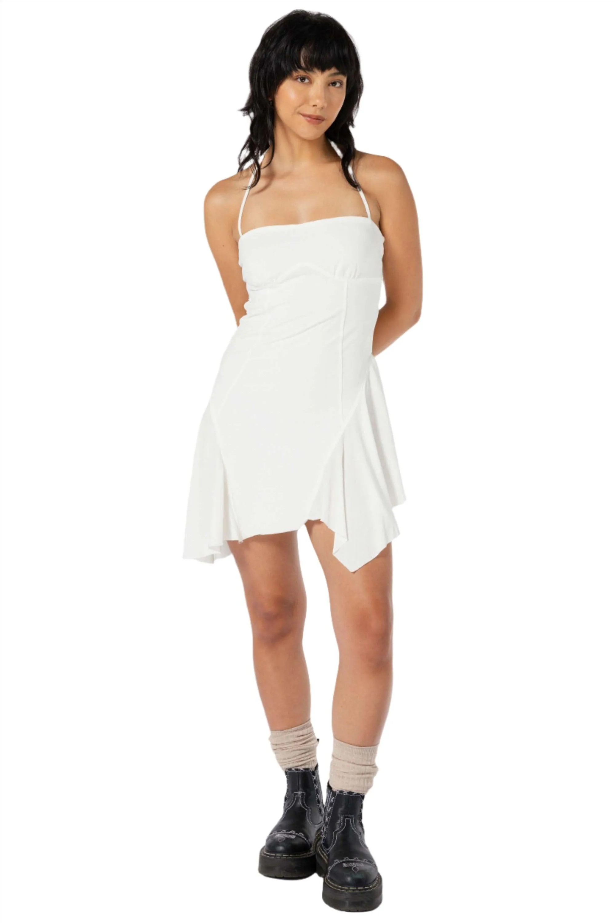 Leah Halter Neck Dress in White