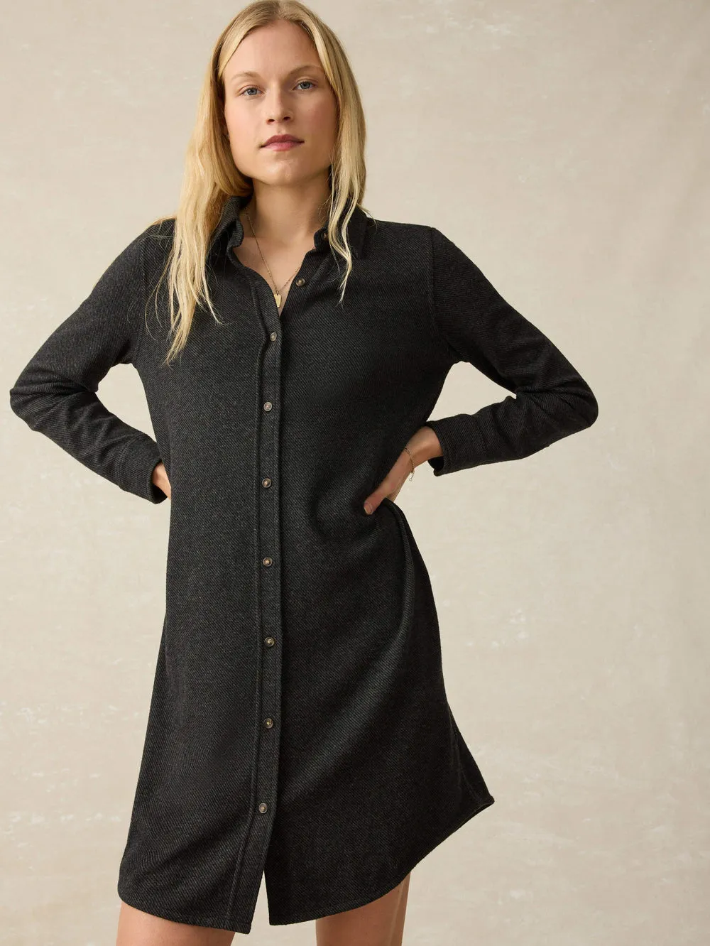 LEGEND SWEATER DRESS - HEATHERED BLACK TWILL