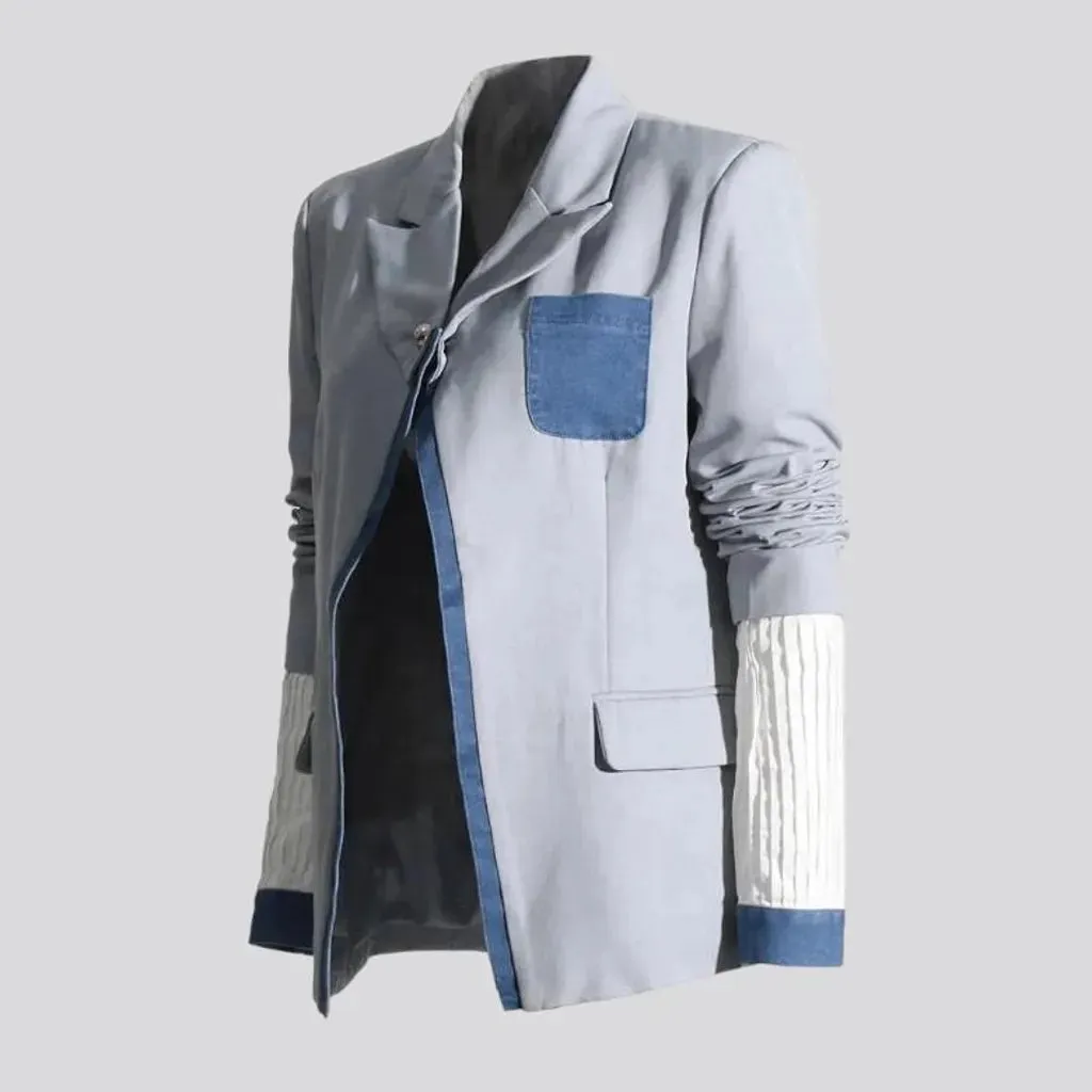 Light-wash denim blazer
 for ladies