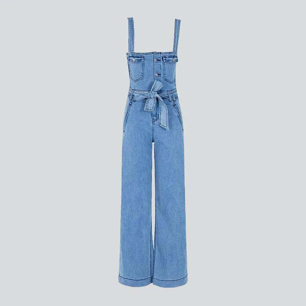 Light wash women's jean overall