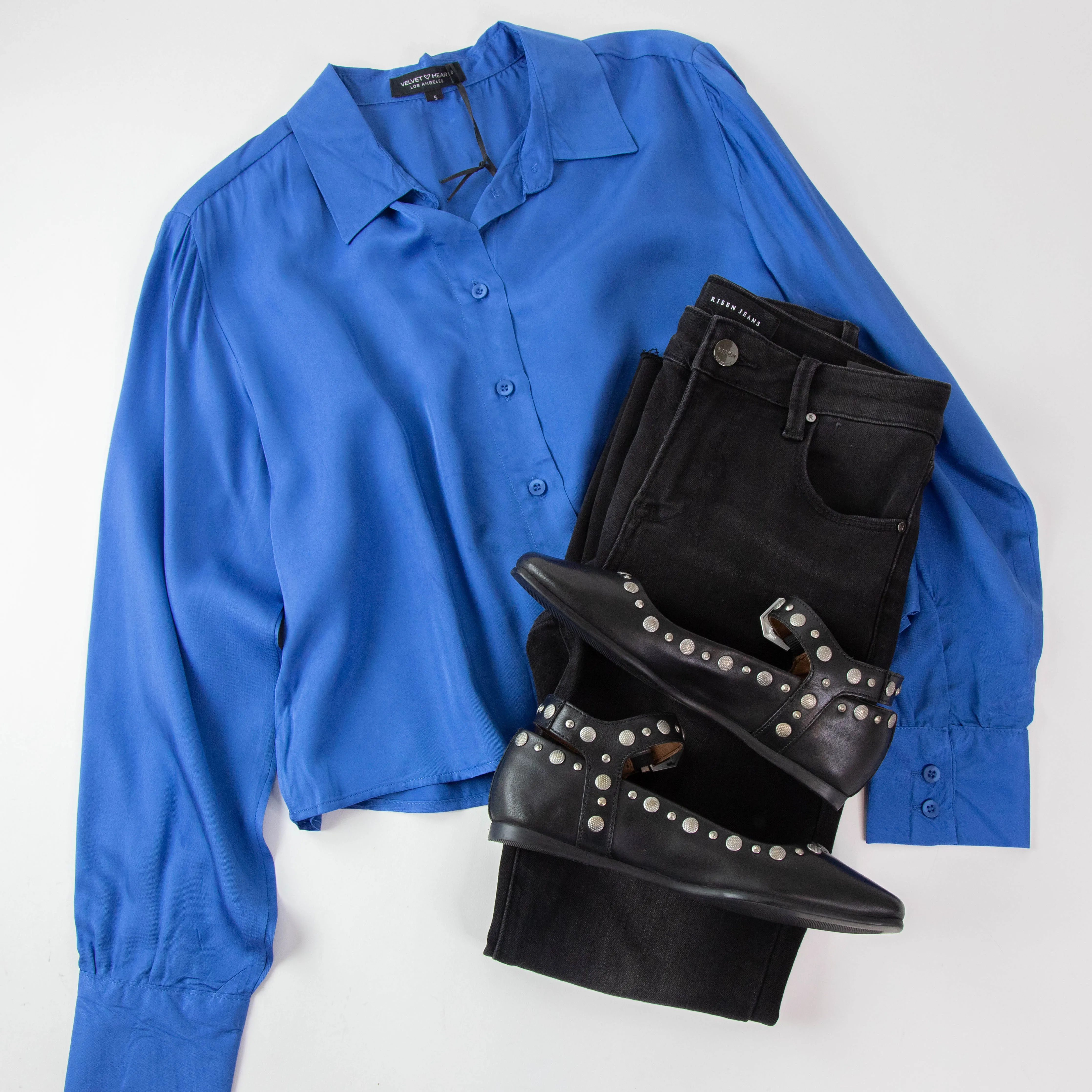 Lilith Button Down Shirt, Lapis Blue | Velvet Heart