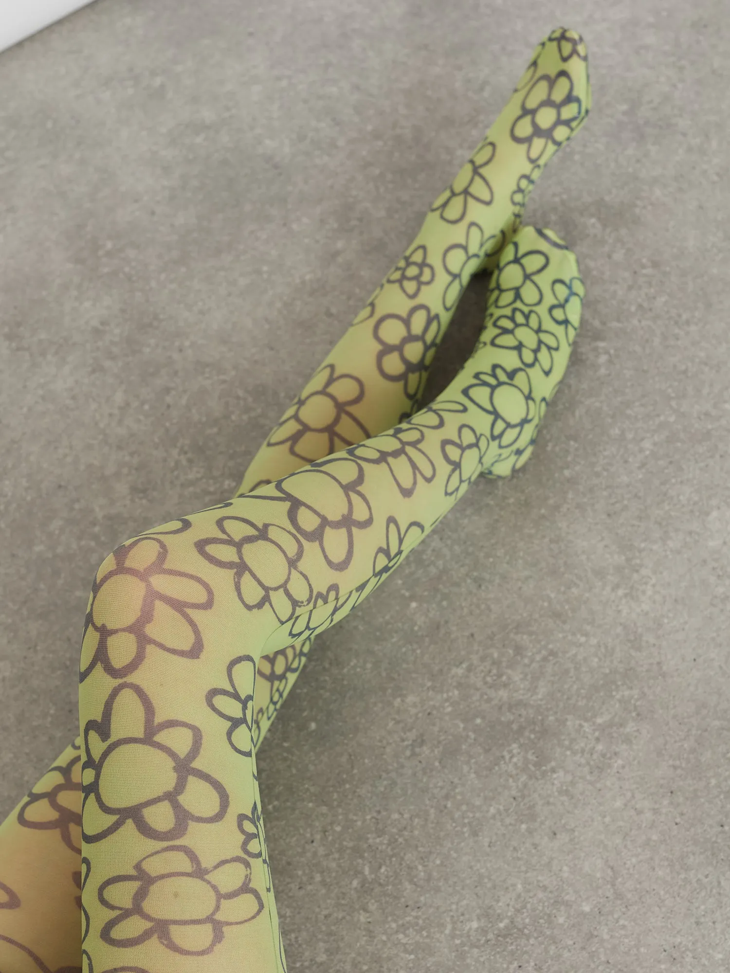 Lime Flower Scribble Tights