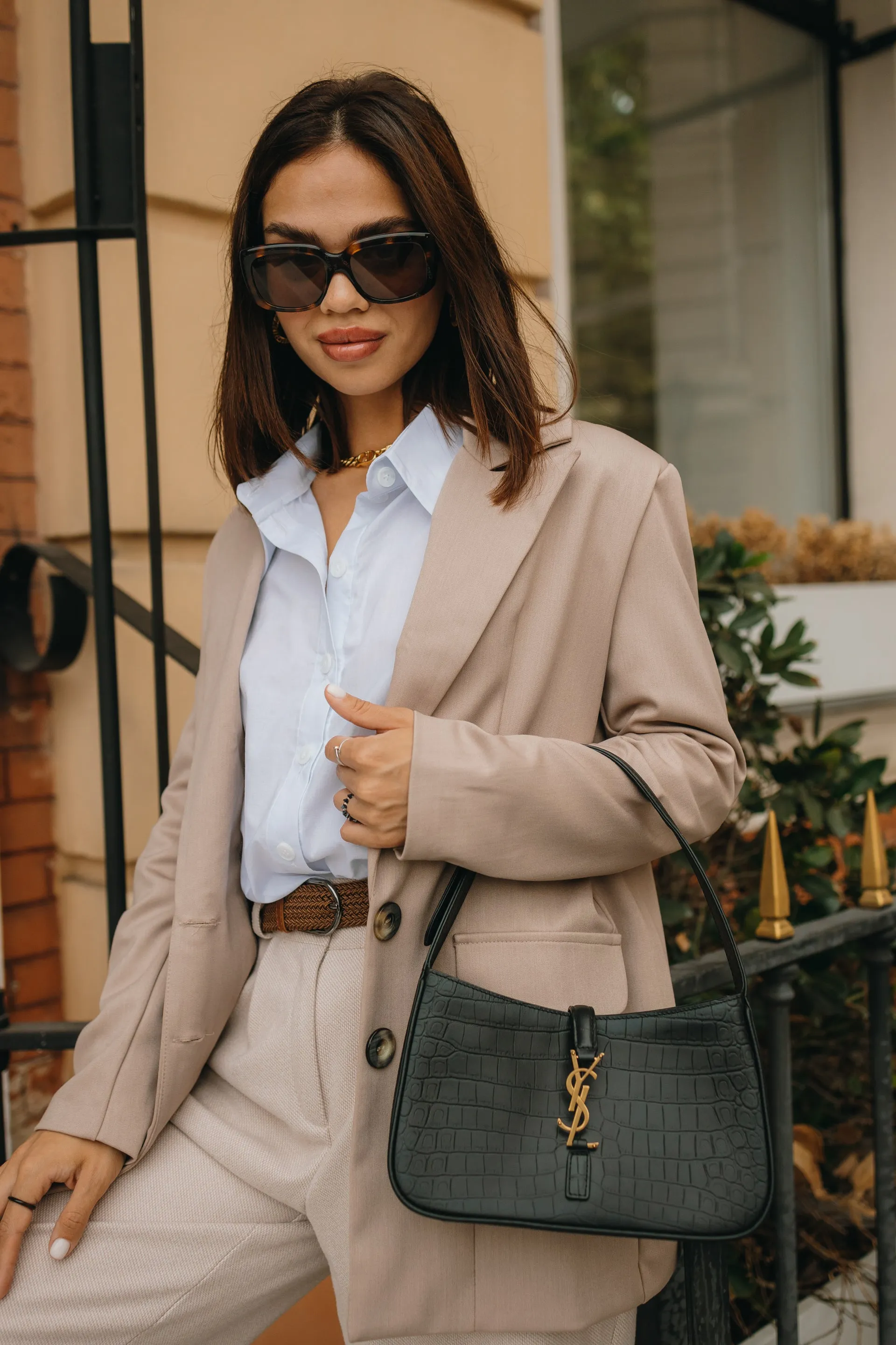 Look from Fashion Lady Clothes Trench Jacket Shirt Pants Style Outfit