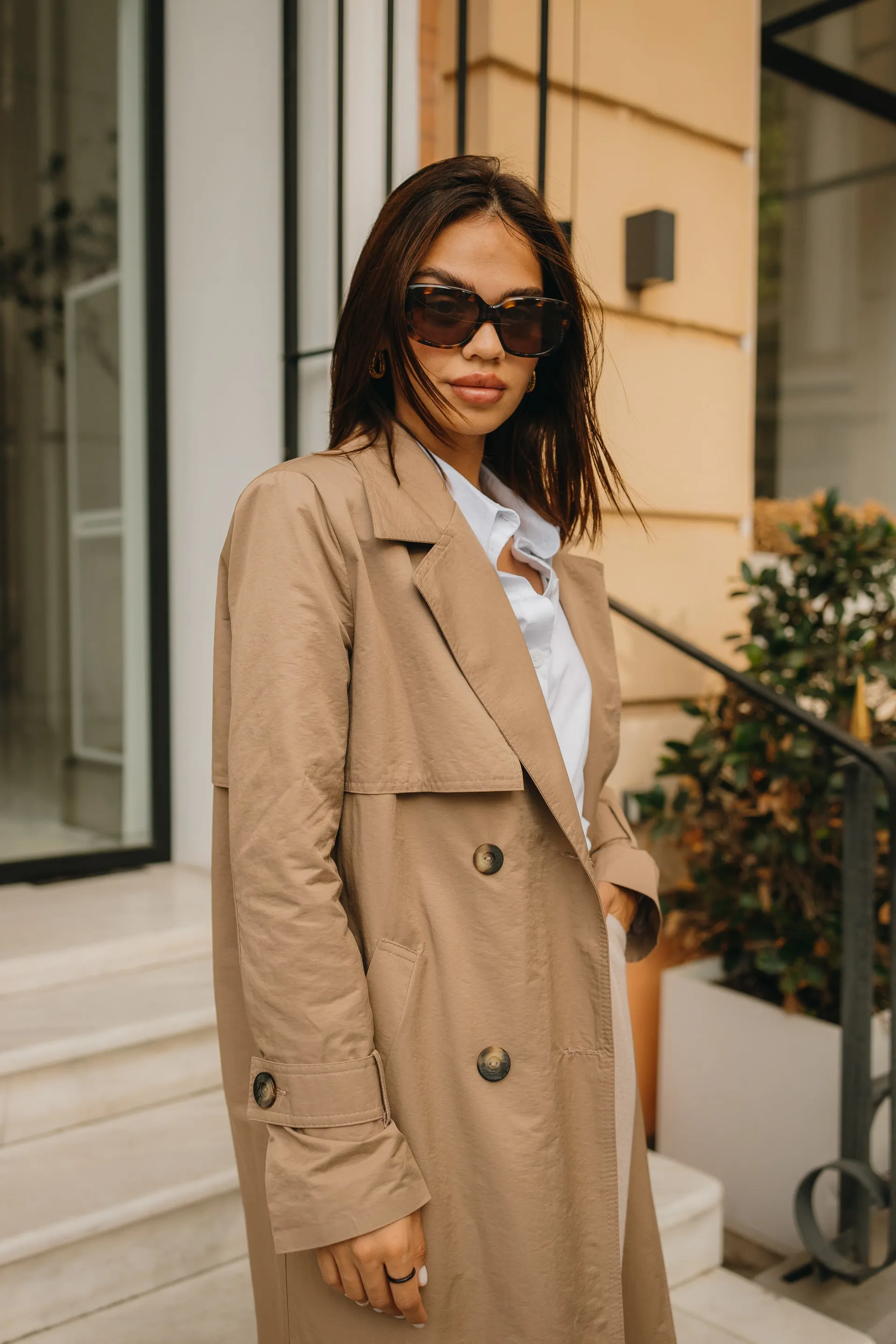 Look from Fashion Lady Clothes Trench Jacket Shirt Pants Style Outfit