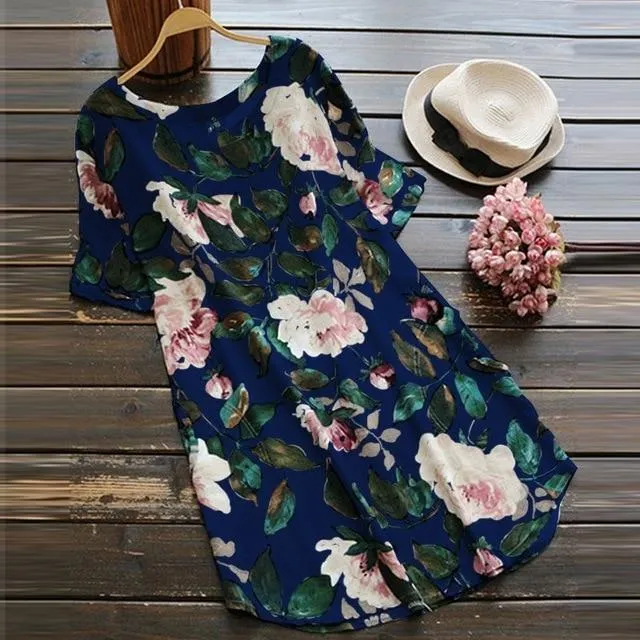 Loose Floral T-Shirt Dress